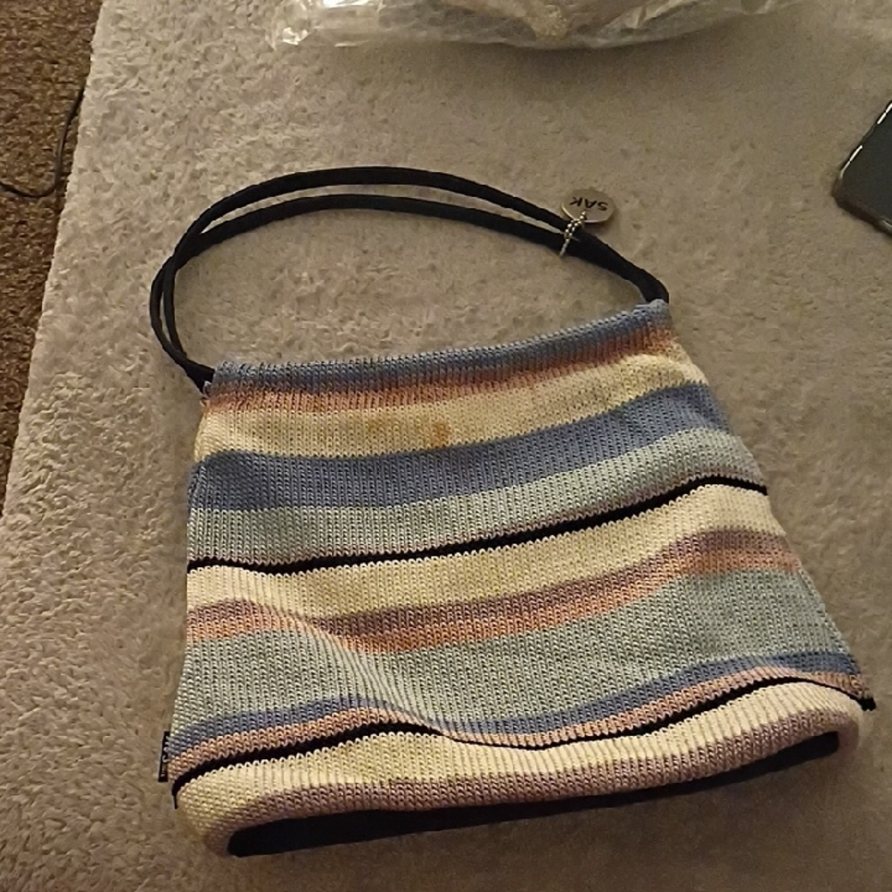Striped Knit Shoulder Bag